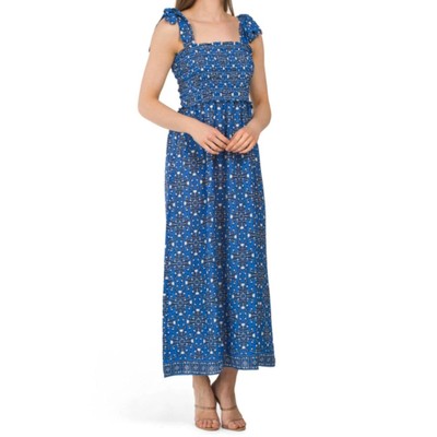 NWT Max Studio Women's Tie Strap Smocked Bodice Floral Print Maxi Dress  S,M,L | eBay