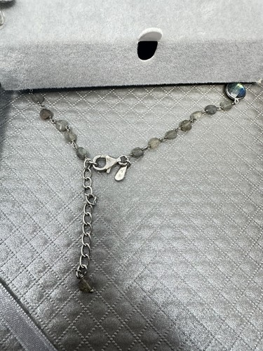 Labradorite Sterling Silver Jewelry Set Necklace And Earrings - 20.72 Grams - Picture 5 of 7