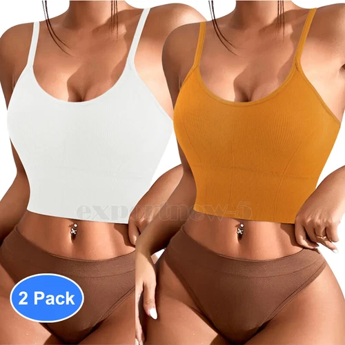 Women Strappy Sport Yoga Low U-Back Bralette Padded Bra Crop Top Cami Vest Tank - Bild 40 von 43