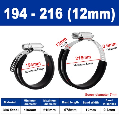 Rubber Lined Jubilee Clips Cable Mounting Hose Water Pipe Clamp Stainless Steel - Picture 30 of 35