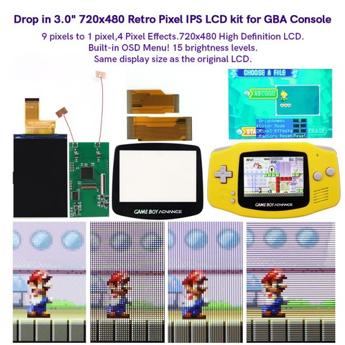 V5 Drop In GBA 3.0" 720x480 Retro pixel IPS LCD Kit For Game Boy Advance GBA - Picture 7 of 11