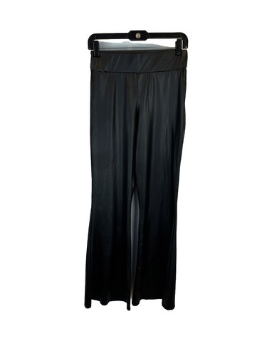 BOOHOO Women’s US 8 WET LOOK HIGH WAISTED FLARED BLACK TROUSERS NWT - Picture 3 of 7