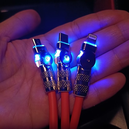Orange 3 in 1 USB Data Cable 120w Fast Charge 180 Degree Rotation Geeks Cable - 第 15/18 張圖片