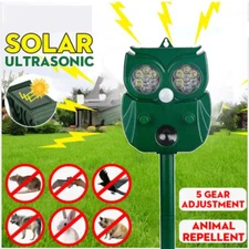 Solar Ultrasonic Garden Deterrent Animal Repeller Bird Cat Scarer Pest Fox Dog