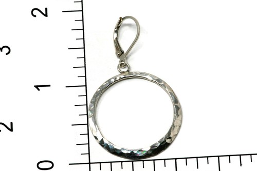 Sterling Silver Hammered Hoop Earrings Polished Finish - Picture 4 of 5
