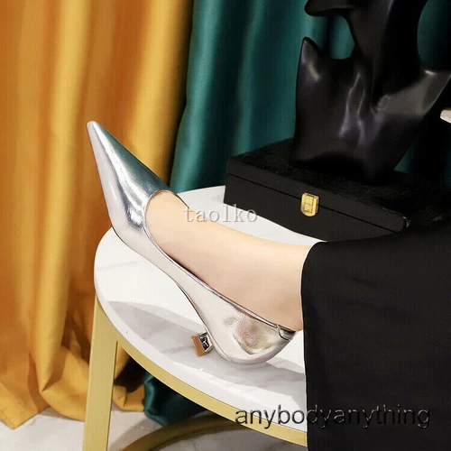 Scarpe da donna 3,5 cm tacco medio gattino punta decolte OL donna festa nuove - Foto 14 di 29