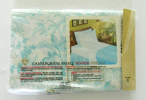 NIP VTG Cannon Royal Family No-Iron Percale Twin Flat Sheet - Picture 3 of 5