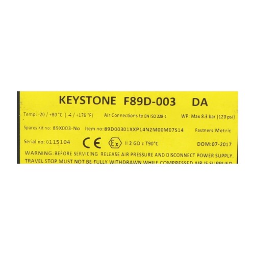 Pentair F89D-003DA Pneumatic Actuator New NMP - Picture 2 of 7