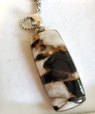 Bowers Jewelry Necklace 925 Sterling Silver Chain and Verigated Stone Pendant