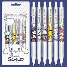 Sanrio Gel Ink Rollerball Pens - Pack of 6 with Hello Kitty, for My Melody