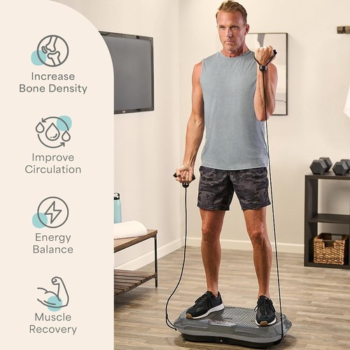 LifePro Gray Waver Vibration Plate – Full Body Workout Machine with Bands - Picture 3 of 6
