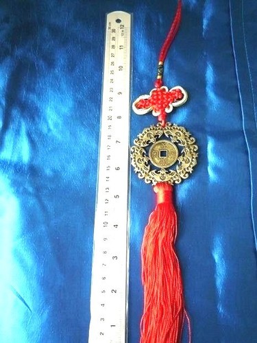 Feng Shui Chinese 5 Bat Medallion Blessing Red Thread Endless Fortune Prosperity - Picture 4 of 4