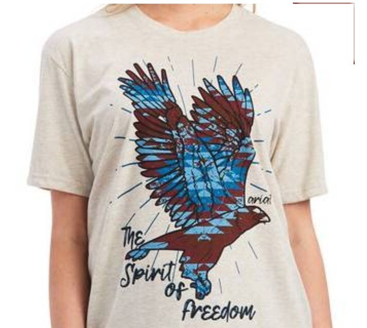NWT Ariat Ladies Freedom Spirit Oatmeal Heather Tee Shirt