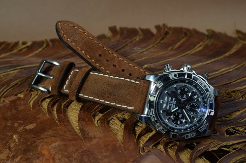 CORREA RELOJ 22 20 18 MM RUST II MARRON GENUINO CUERO HECHA A MANO MA STRAP - Picture 11 of 12