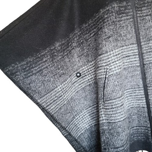 BERNARDO WOMENS BLACK WHITE FULL ZIP PONCHO SWEATER CAPE WOOL Blend Medium - Picture 4 of 7