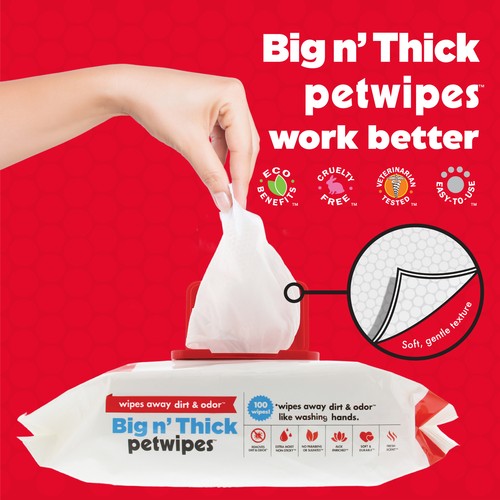 Petkin Pet Wipes Big 'n Thick Extra Large Pet Wipes - 4 Pack - Picture 4 of 7