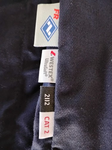 FR Flame Resistant Protective Navy Blue Cotton Blend Lab Coat Men’s USA Made L - Picture 12 of 17