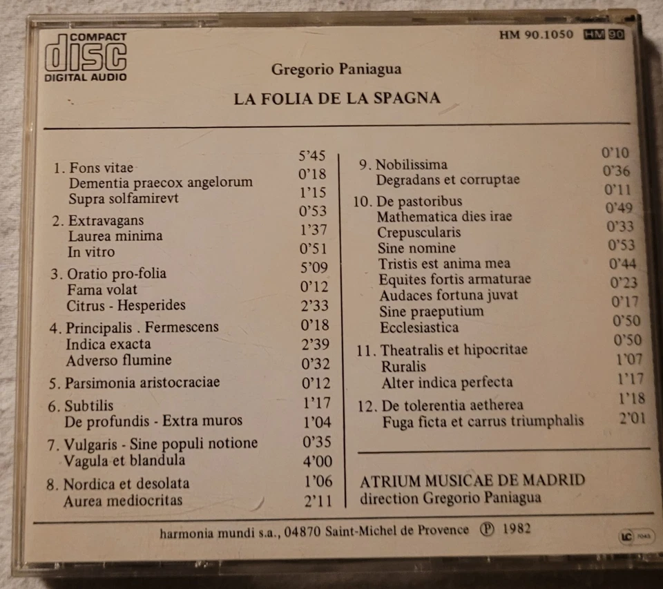 La Folia De La Spagna by Gregorio Paniagua (Harmonia Mundi CD 90.10.50 France) Foto 4 de 4