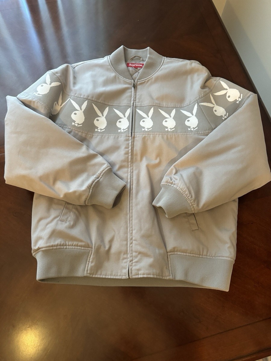Supreme PlayBoy Crew Jacket Grey Mens Large Rare Collector's Supreme PlayBoy Crew Jacket Grey Mens Large Rare Collector's