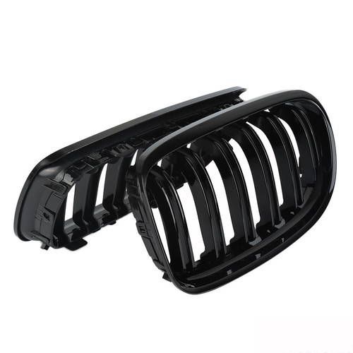 Gloss Black Front Kidney Twin Slat Grill For BMW 3Series E90 E91 LCI 09-11 4D - Picture 4 of 10
