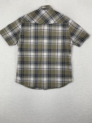 Pure Stuff Shirt Men's Short Sleeve Front Pockets Snap Button Plaid Green Medium - Picture 7 of 8