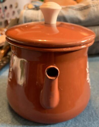 Dutch Girl Metal Brown Teapot Kettle Vintage Holland - Picture 3 of 8