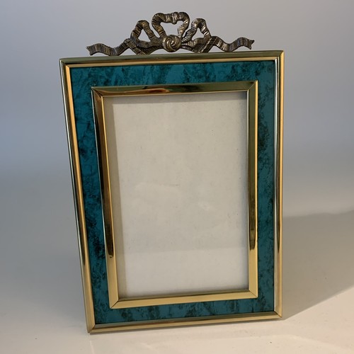 Kleiner Bilderrahmen Vintage grün 5 x 7 goldfarben Borte Schleife & Band