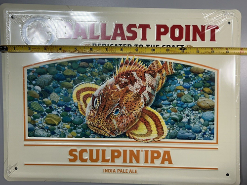 Insegna Birra Metallo Pesce 12"x16" BALLAST POINT SCULPIN IPA Dedicata all'Artigianato - Foto 12 di 14