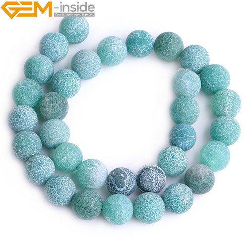 Natural Matte Gemstone Green Agate Beads Round Loose Beads Jewelry Making 15"6mm - 第 11/38 張圖片