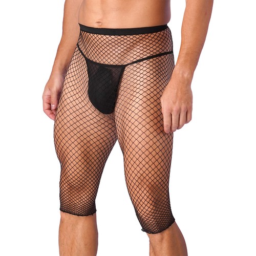 Pantalones de baño cortos hasta la rodilla elásticos transparentes de red para hombre - Imagen 18 de 43