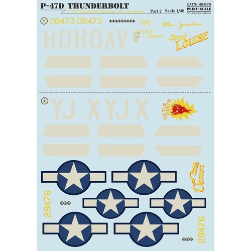 Calcomanía 1:48 P-47D Thunderbolt Razorback Ases sobre Europa parte 2 impresión escala 48-078 - Imagen 3 de 24