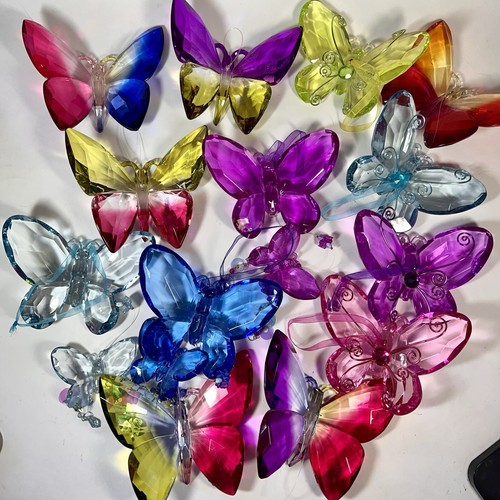 Hängende Regenbogen Multicolor Schmetterlinge Ornamente Sonnenfänger Acryl 5" Set 13
