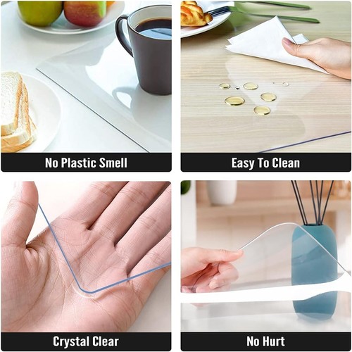 Clear PVC Table Cover Protector 40 x 78 Inch - 2mm Thick, Spill & Heat Resistant - Picture 7 of 9