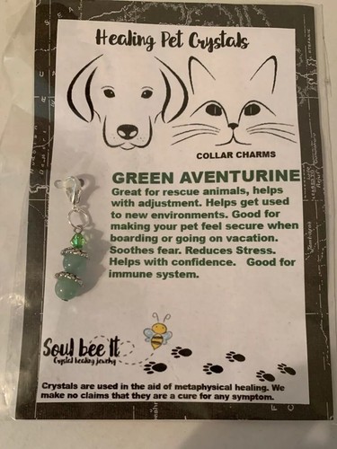 Seelenheilender grüner Aventurin Halsband Anhänger für Katzen/Hunde Neu - Bild 1 von 3
