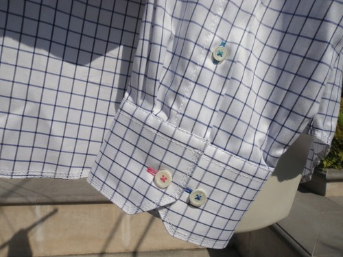 Bugatchi L/S Navy Grid on White Smooth, Contrast Inner Cuff 100% Cotton Shirt XL - Bild 10 von 12
