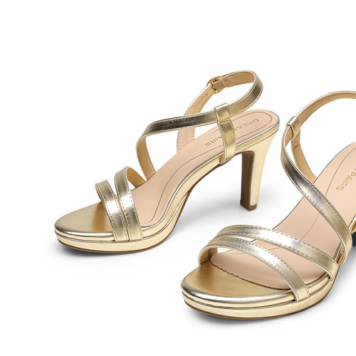 Women Heeled Sandals Platform High Heels Strappy Round Toe Wedding Dress Sandals - Picture 33 of 47
