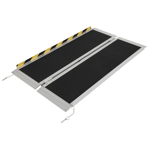 Folding Wheelchair Scooter Mobility Ramp Portable 600 Lbs Non-Slip 4ft Aluminum - Picture 12 of 13