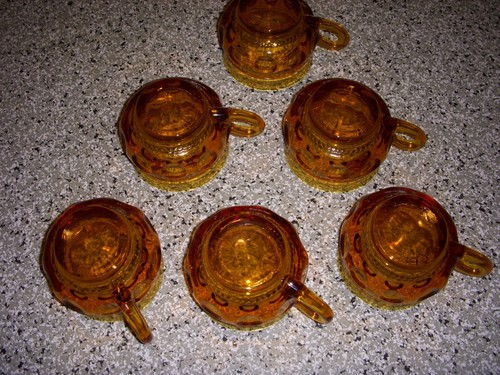 Vintage Colony/Indiana Glass Company Amber 12-Piece Snack Set, Plate & Cup - Imagen 2 de 8