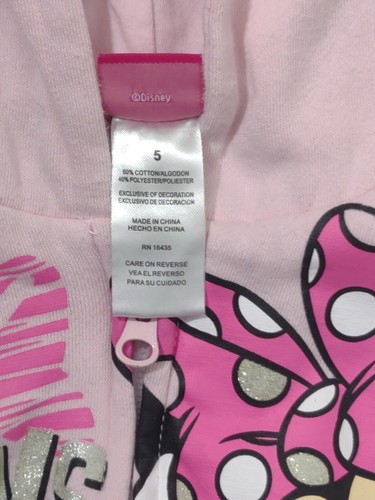 Size 5 Pink Disney Minnie Mouse Hooded Spring Light Cotton Girls Toddler Jacket - Picture 4 of 4