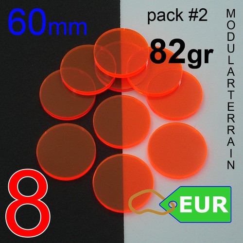 8x 60mm Round Base 3mm Color Fluor Acrylic Socle War Hammer 40k Infinity AOS - Imagen 3 de 7
