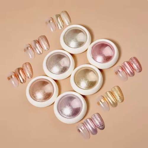 6pcs/Set Rose Gold Metallic NaMirror Chrome Powder Set Solid Rubbing Chrome Dust - Picture 3 of 3