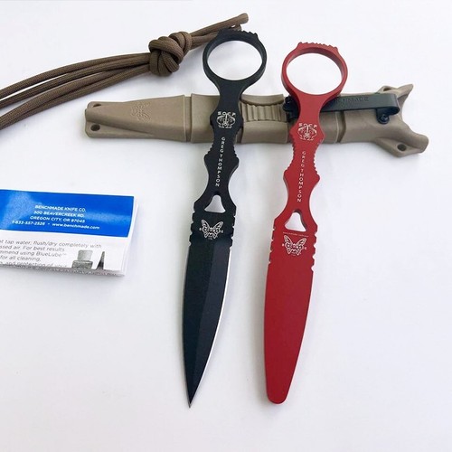 Benchmade SOCP Dagger 176BKSN-COMBO Black+Red/Fixed Brown Sheath 440C Knife