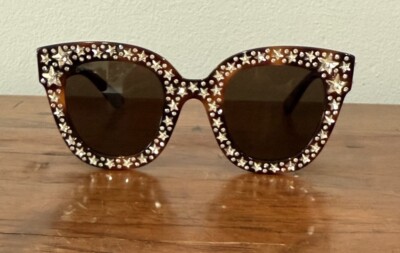 Authentic GUCCI GG0116s Crystal Star Studded Ltd Edition Havana