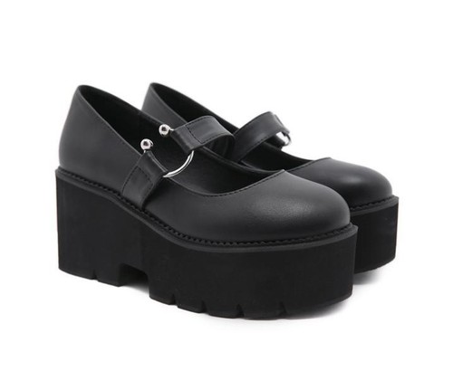 Zapatos de salón Occidente plataforma punta redonda zapatos de mujer Mary Jane tacones bloque hebilla nuevos - Imagen 1 de 12