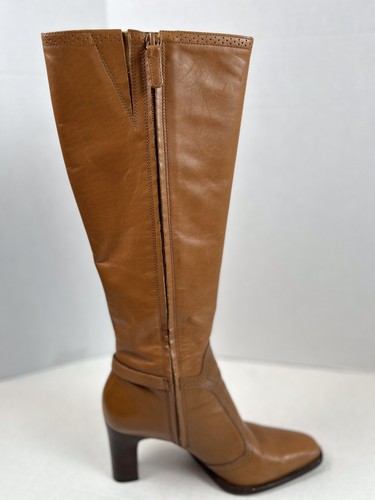 Antonio Melani Women Leather Cowboy Western Buckle Heel BootsCamel Brown Sz 8.5 - Picture 9 of 18