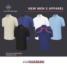 NEW-J.LINDEBERG Golf Men's Short Sleeve Comfortable Slim Men's Short Sleeve