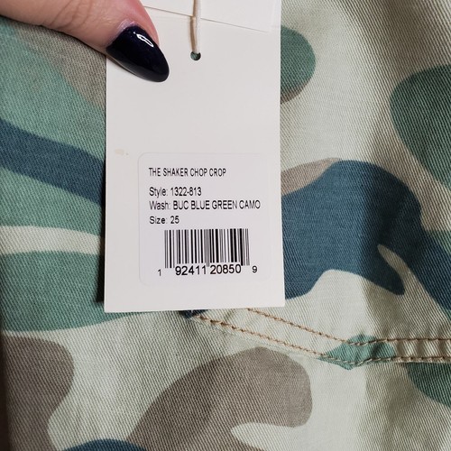 NEW Mother The Shaker Chop Crop Linen Blend Pants Blue Green Camo Size 25 - Picture 13 of 13