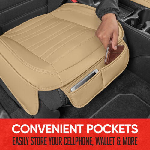 Funda de asiento delantera de cuero sintético Motor Trend para automóviles - Cubierta de cojín inferior... - Imagen 4 de 8