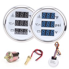 3 in 1 Gauge Kit 52mm Digital Oil Pressure Gauge, Water Temperature BLUE3