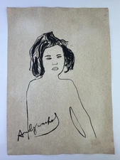 Andy Warhol COA Art Painting Original Drawing Vintage Paper Signed